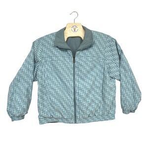 Giacca Sport Reversible Bomber Jacket Geometric Print Blue Gray XL